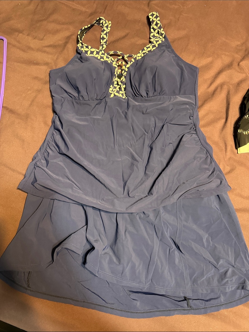 Christina Swimdress 2 pieces with white Floral Trim (new without tags)
